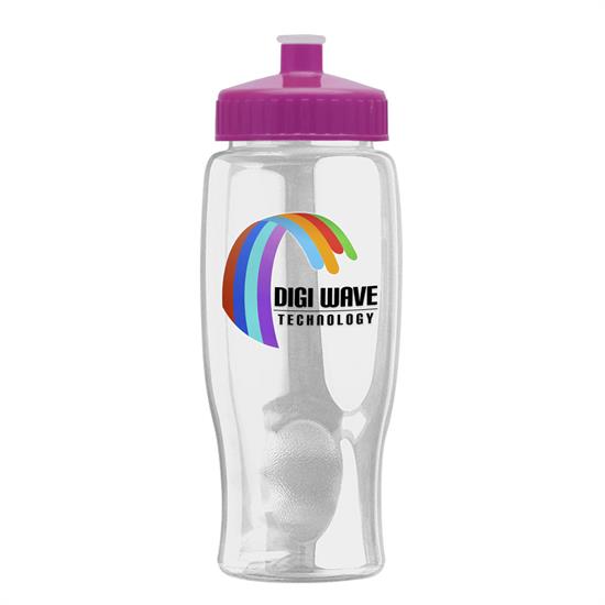 DPTB27 - Poly-pure - 27 oz. Transparent Bottle with Push pull lid and Digital Imprint